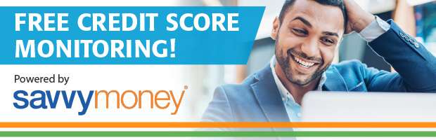A banner depicting free credit score monitoring using SavvyMoney